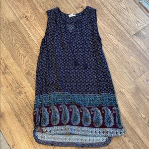 beachlunchlounge Navy and Teal Paisley Midi Dress